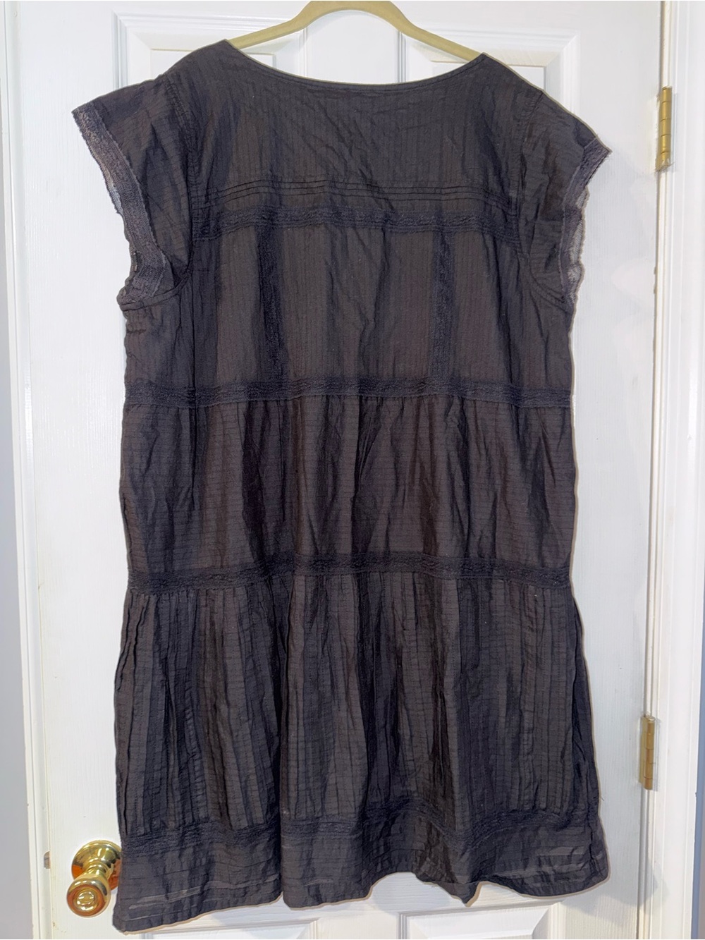 Lucky Brand Charcoal Button-Front Tiered Mini Dress - Picture 6 of 7